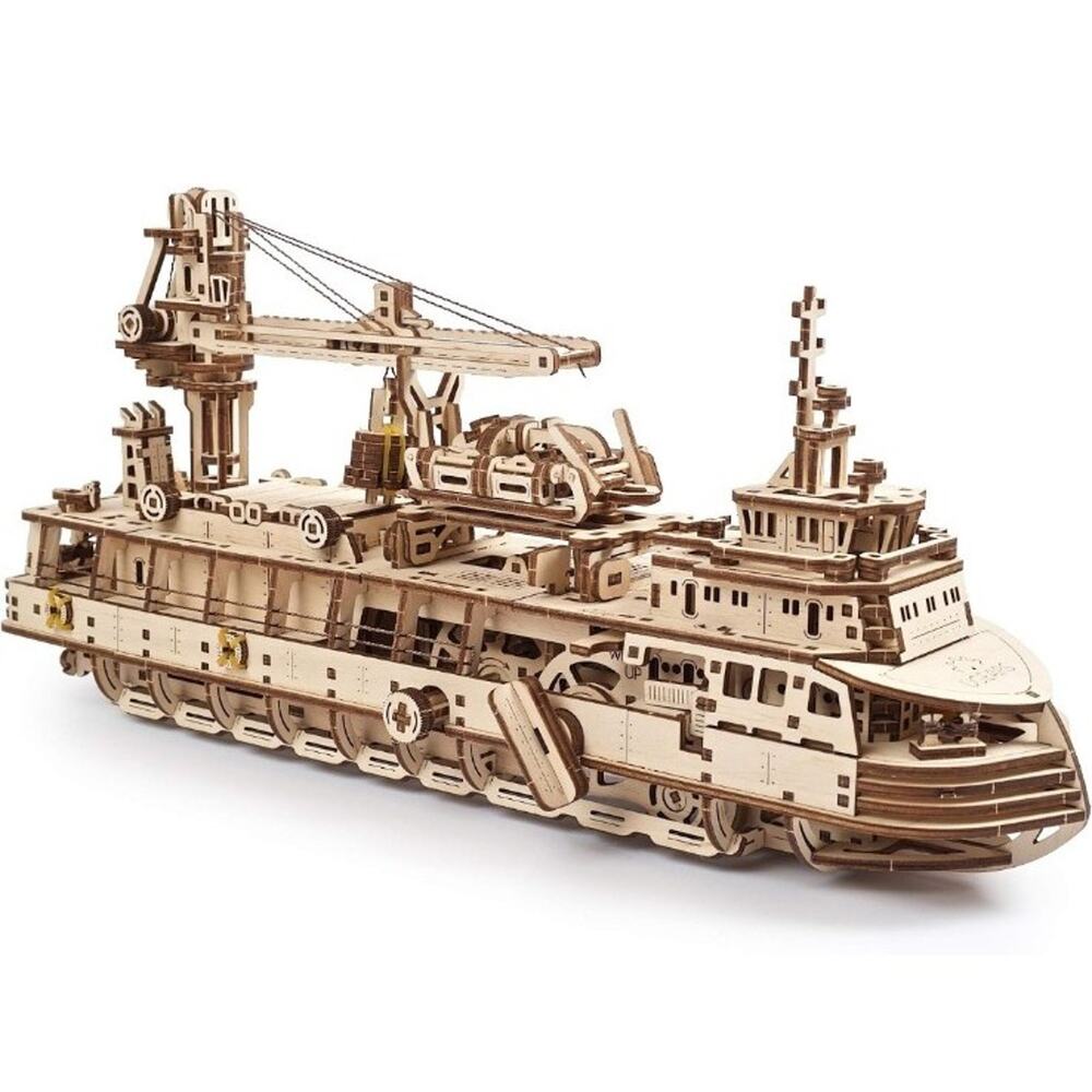 UGEARS Research Vessel 3D Wooden Puzzles for Adults - Wooden Model Kits for Adul